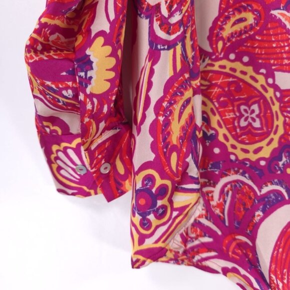 NWT HAVER LONDON Paisley Floral Button Down Shirt LS 2 Ways Untied Tied Size S/P - Picture 6 of 10